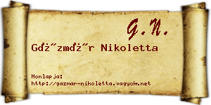 Gázmár Nikoletta névjegykártya